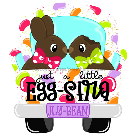 Wood Easter truck sign door hanger with two bunnies pink and green bows 22 in DecoExchange on Tampa Home & Garden Store