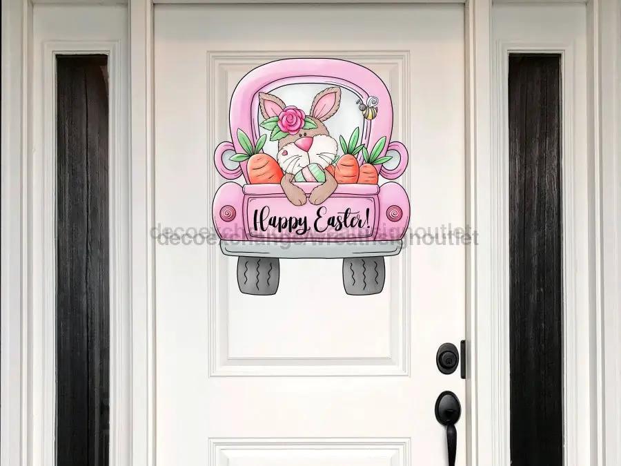 Easter truck sign door hanger pink wood decor DecoExchange on Tampa Home & Garden Store