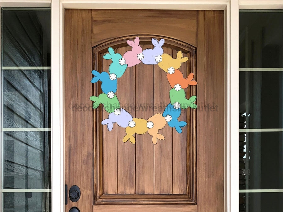 Easter Wreath, Easter Sign, Rabbit sign, wood sign, DECOE-W-206, 22" Door Hanger - Tampa Home & Garden Store