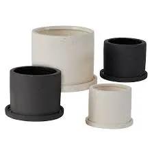 Easton pot planters set of five in cream and black for indoor outdoor use on Tampa Home & Garden Store