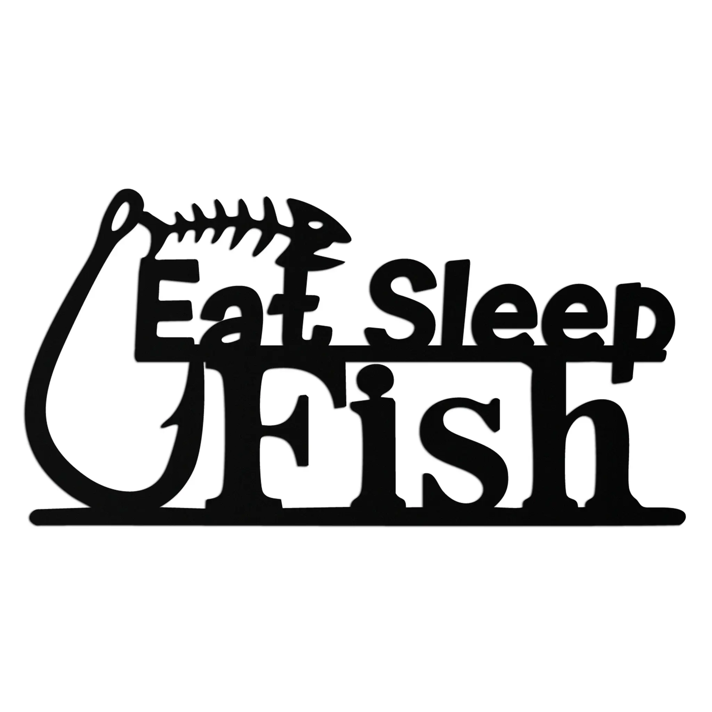 Eat Sleep Fish Metal Wall Art for Anglers — black metal fish-skeleton by Enova Art on Tampa Home & Garden Store