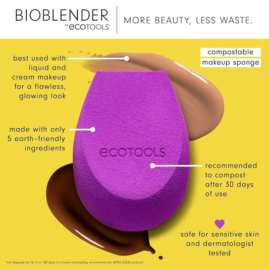 EcoTools Bioblender makeup sponge, purple, compostable sponge for flawless blending on Tampa Home & Garden Store