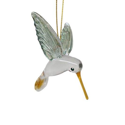 Egyptian Glass Hummingbird Ornament - Green with Yellow Beak - Tampa Home & Garden Store