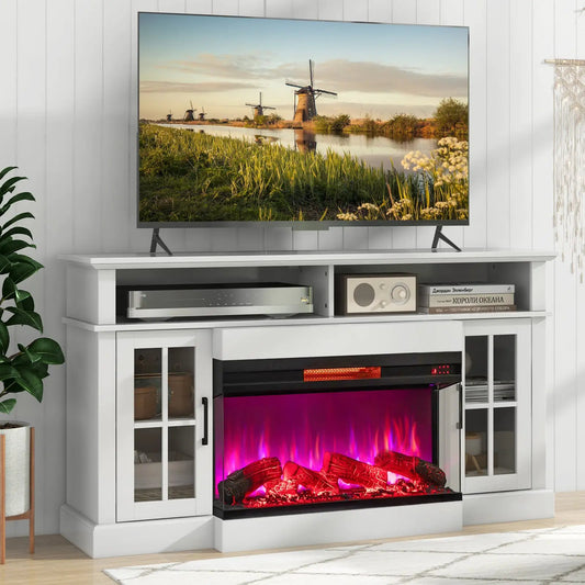 Electric fireplace 36in 1500W with 7-color flame in white cabinet on Tampa Home & Garden Store