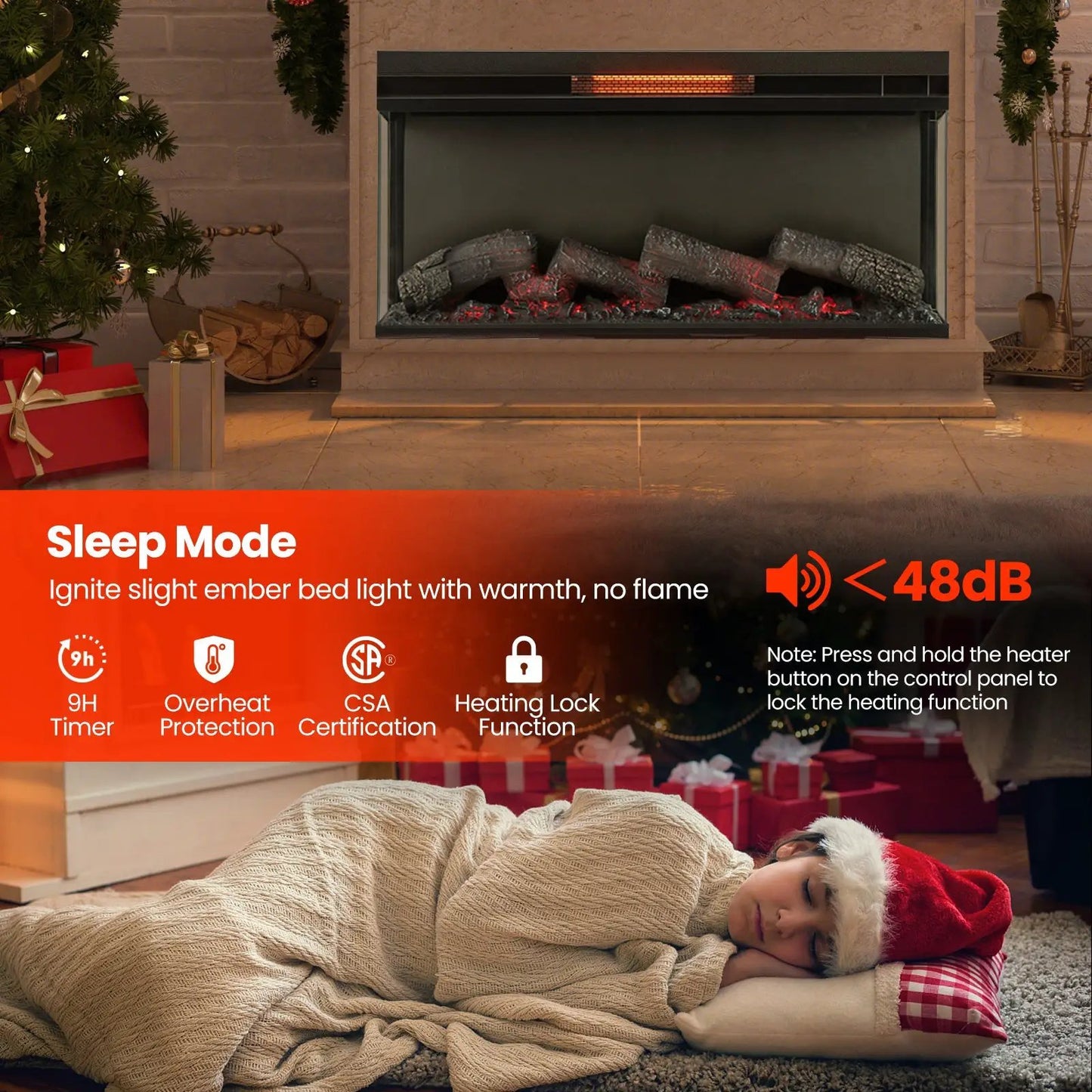 36 Inch 3-Sided 1500W Electric Fireplace with 7-Color Flame-Black - Tampa Home & Garden Store