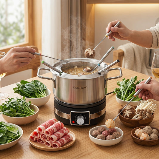 Electric fondue pot set 2.6 qt stainless steel with 6 forks DirectDeals COSTWAY on Tampa Home & Garden Store