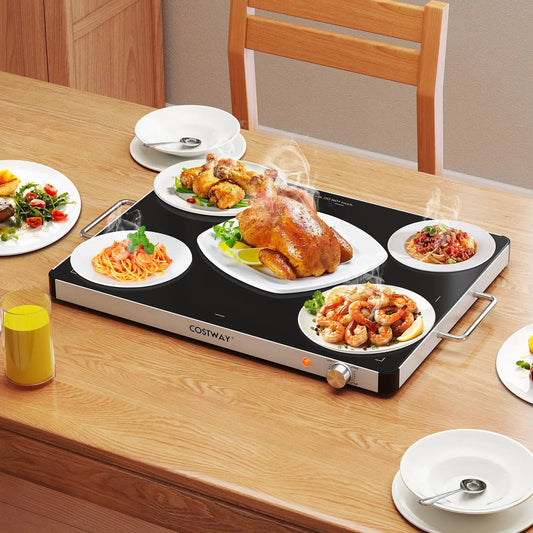 Electric food warmer with adjustable temperature on a black COSTWAY hot plate on Tampa Home & Garden Store
