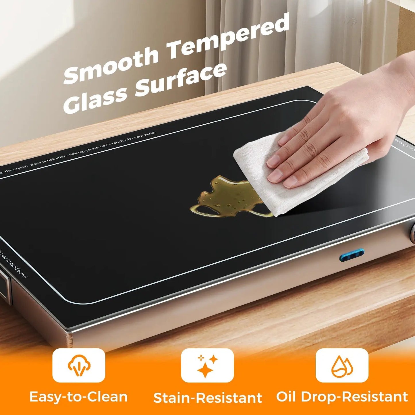 Electric Warming Tray by DirectDeals with Adjustable Temperature, black tempered glass top on Tampa Home & Garden Store