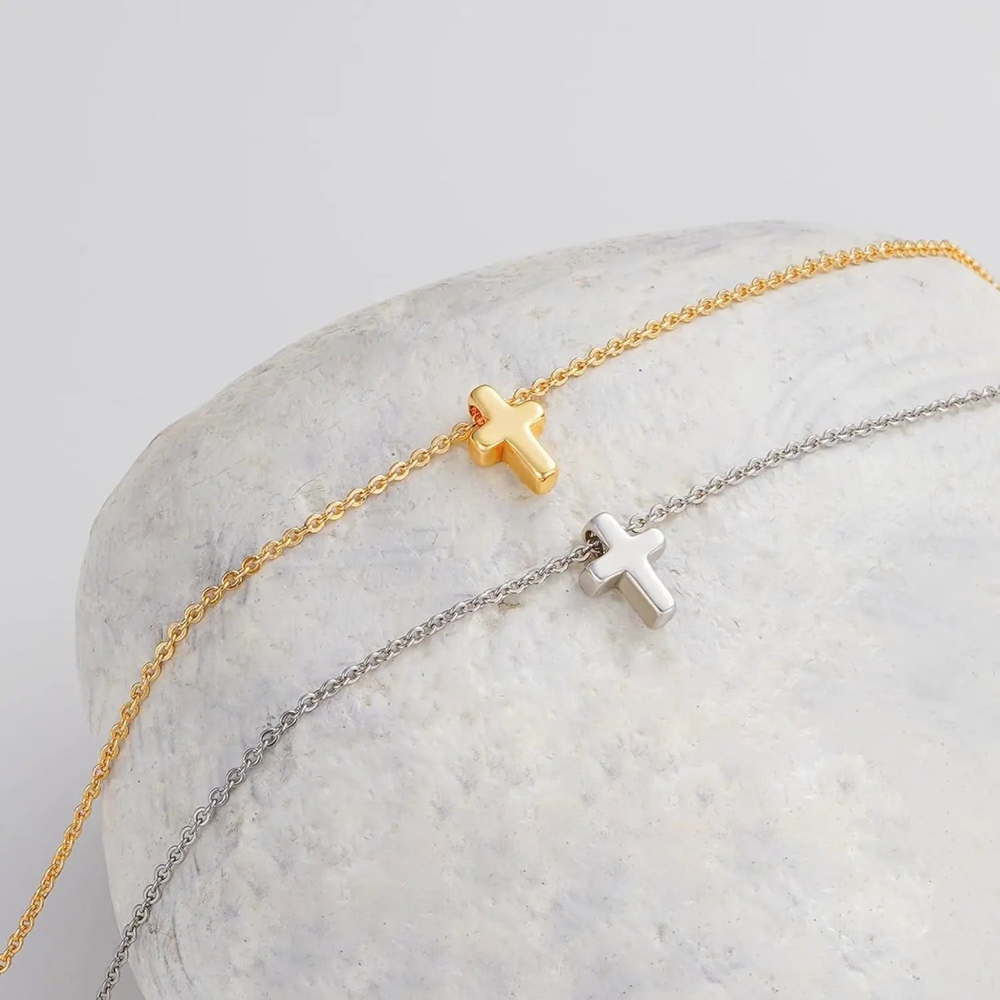 14K Gold Plated Cross Necklace set with gold and silver crosses on chains hypoallergenic on Tampa Home & Garden Store