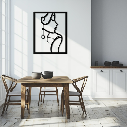 Elegant Female Silhouette Metal Wall Art – Graceful Lady Framed Steel Decor- KAF383 - Tampa Home & Garden Store