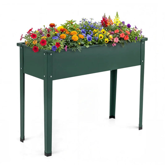 Raised metal garden bed planter box with legs in dark green DirectDeals on Tampa Home & Garden Store