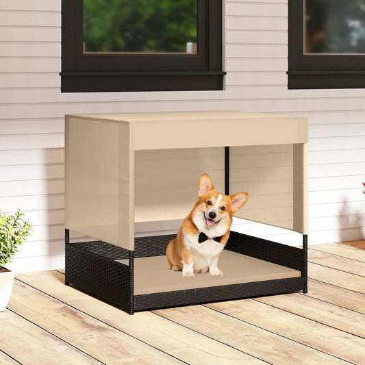 Elevated wicker dog house for small breeds black DirectDeals dog house on Tampa Home & Garden Store