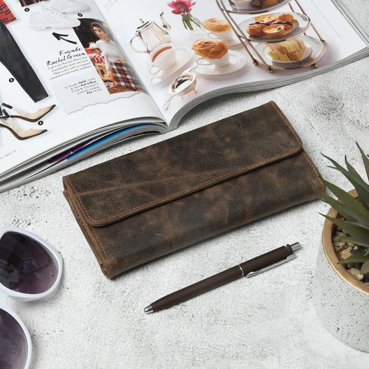 Ellison Ladies Leather Wallet Walnut Brown by Classy Leather Bags - genuine leather wallet on Tampa Home & Garden Store