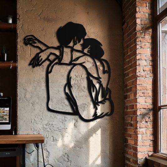 Embracing Couple Metal Wall Art – Romantic Silhouette for Modern Interiors- KAF647 - Tampa Home & Garden Store