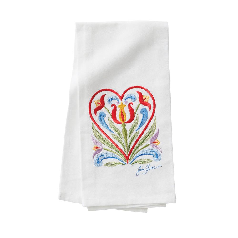 Embroidered Tea Towel - Heart - Tampa Home & Garden Store