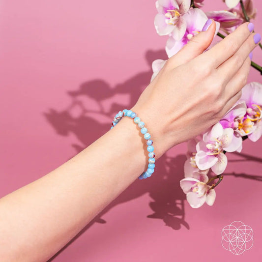 Bracelet Empath's Shield Aqua Terra Jasper, 6mm light blue beads by Conscious Items on Tampa Home & Garden Store