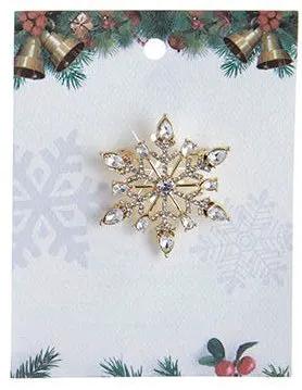 Enamel Snowflake Pin with gold-tone metal and sparkling clear gemstones on Tampa Home & Garden Store