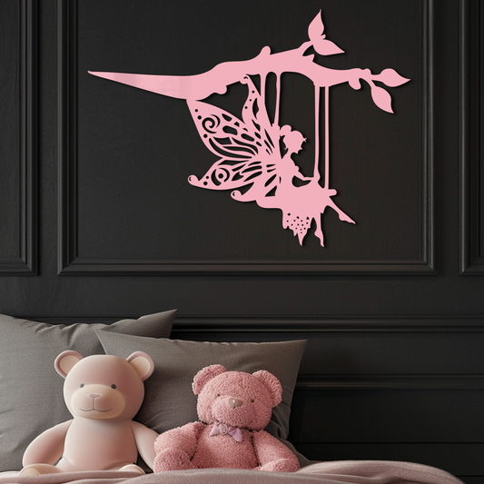 Enchanted Fairy on Swing Metal Garden Wall Art – Outdoor Fantasy Decor - KAFGP138 - Tampa Home & Garden Store
