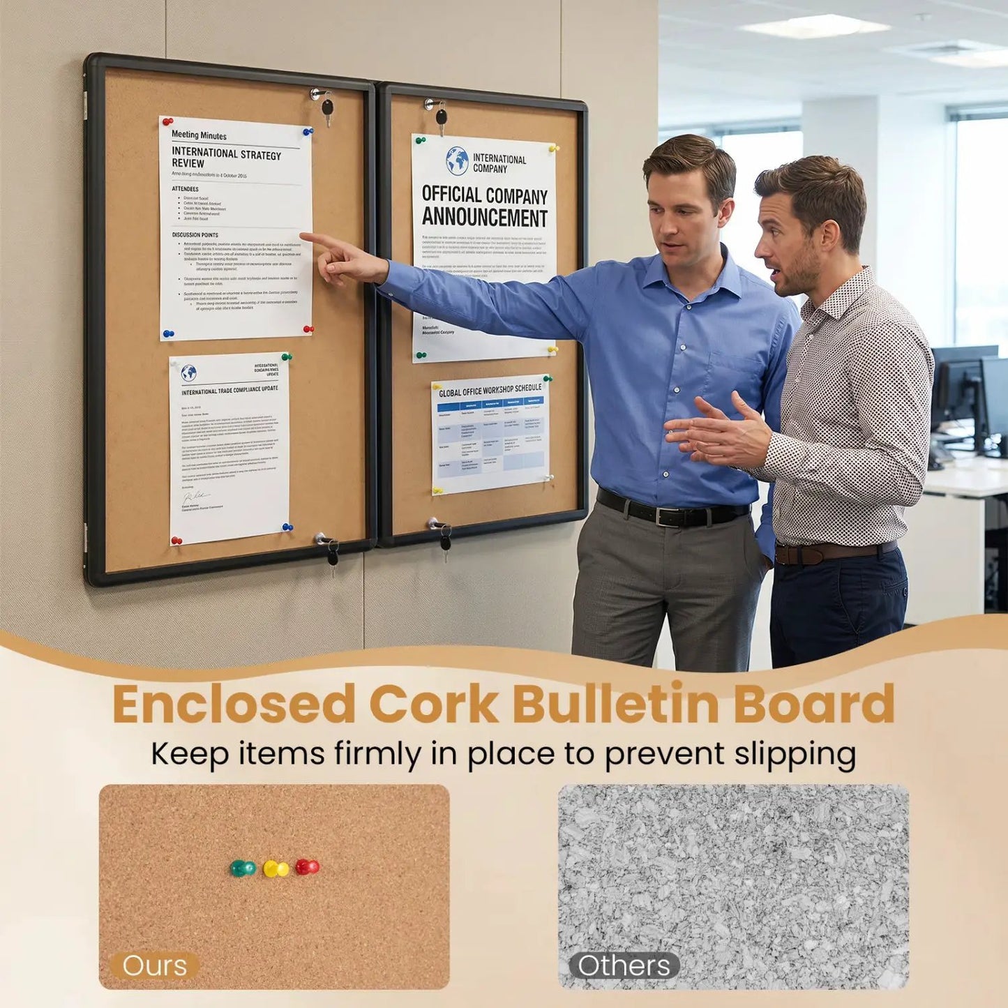Enclosed Bulletin Board 47.5x35.5 Aluminum Frame