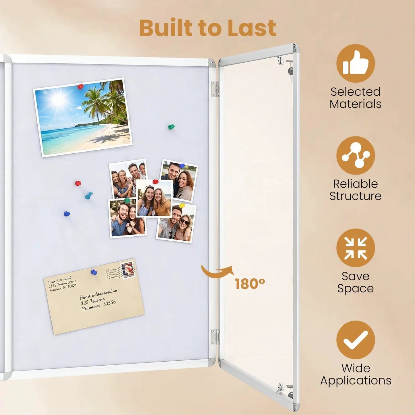 Lockable Cork Bulletin Board With Aluminum Frame