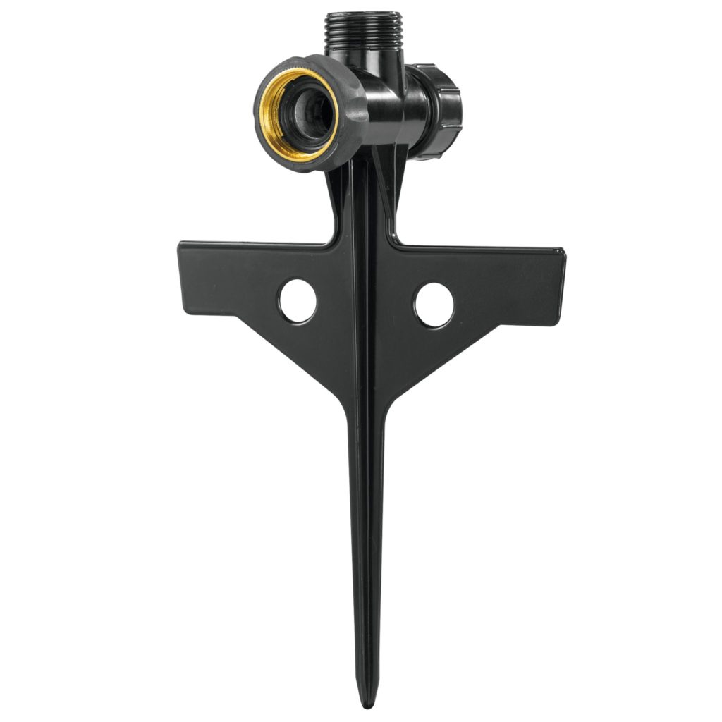 Zinc Step Spike, Yard Enforcer Hose End, black plastic stake with brass fitting Orbit Irrigation on Tampa Home & Garden Store