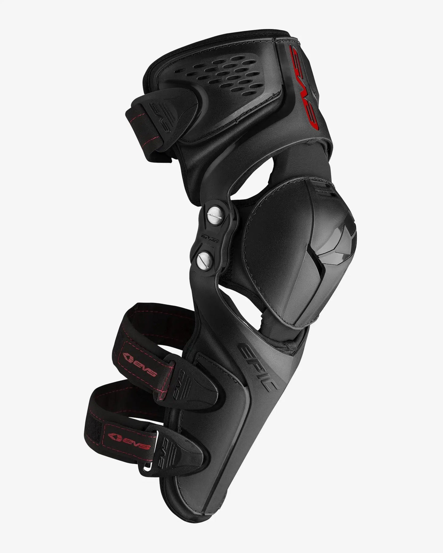 Epic Knee Guard EVS Sports knee pad with form-fit frame, black shell and adjustable straps on Tampa Home & Garden Store