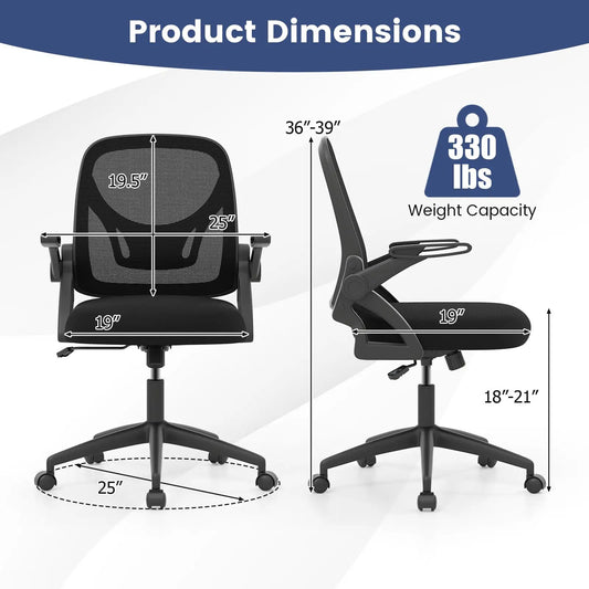 Ergonomic Desk Chair with Lumbar Support and Arms by DirectDeals, black mesh back on Tampa Home & Garden Store