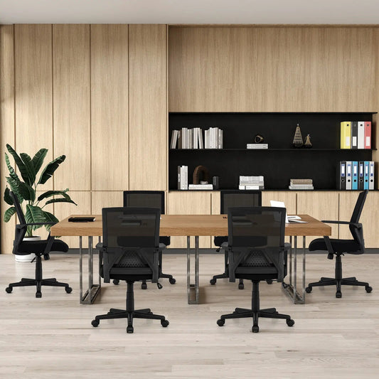 Ergonomic Desk Chair With Lumbar Support Rocking, black mesh back at wooden conference table on Tampa Home & Garden Store