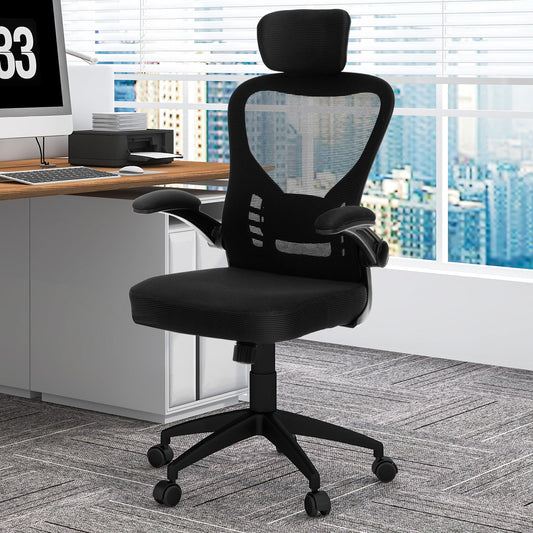 Ergonomic Mesh Office Chair with Adjustable Height for Home Office-Black - Tampa Home & Garden Store
