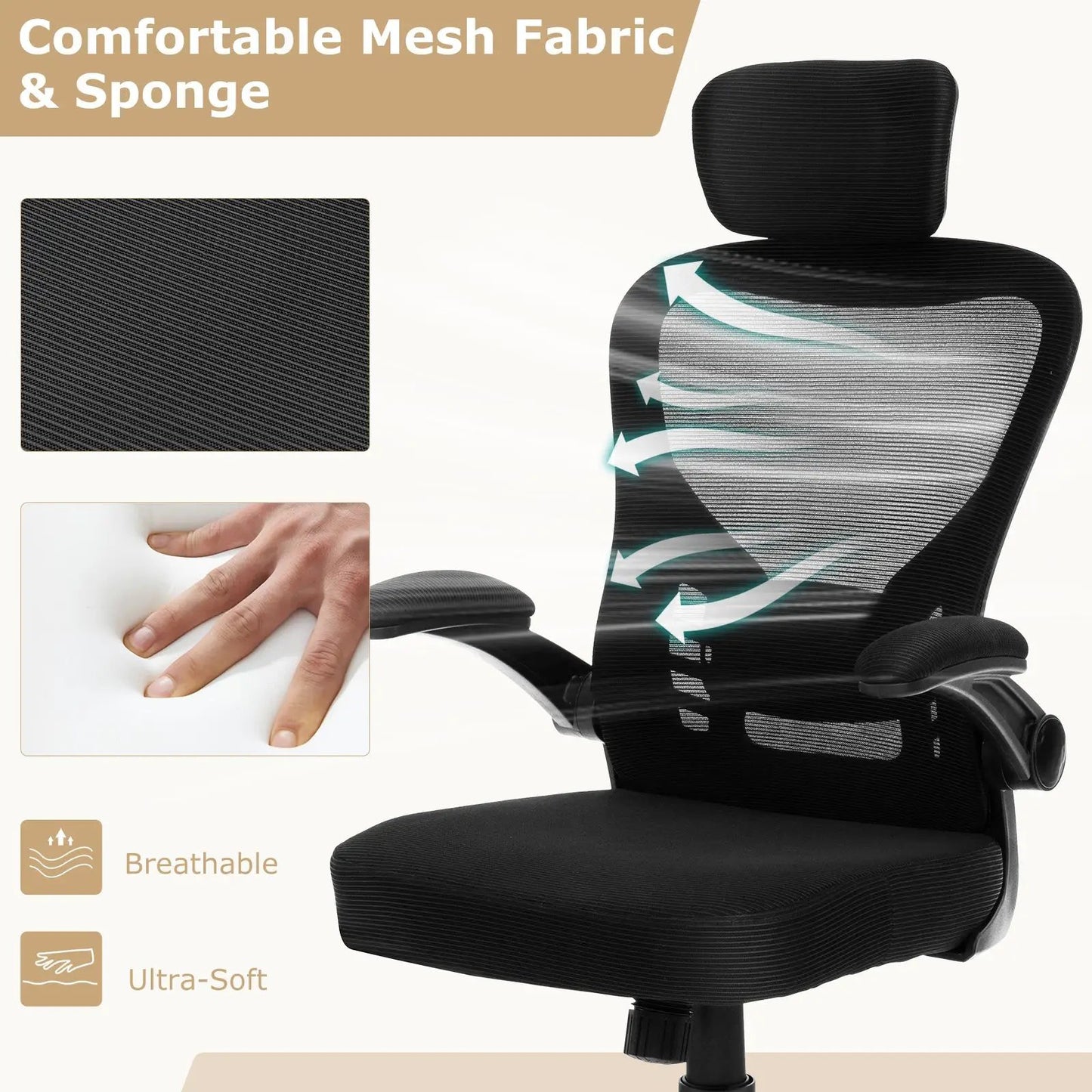 Ergonomic mesh office chair black with breathable back and adjustable height DirectDeals on Tampa Home & Garden Store
