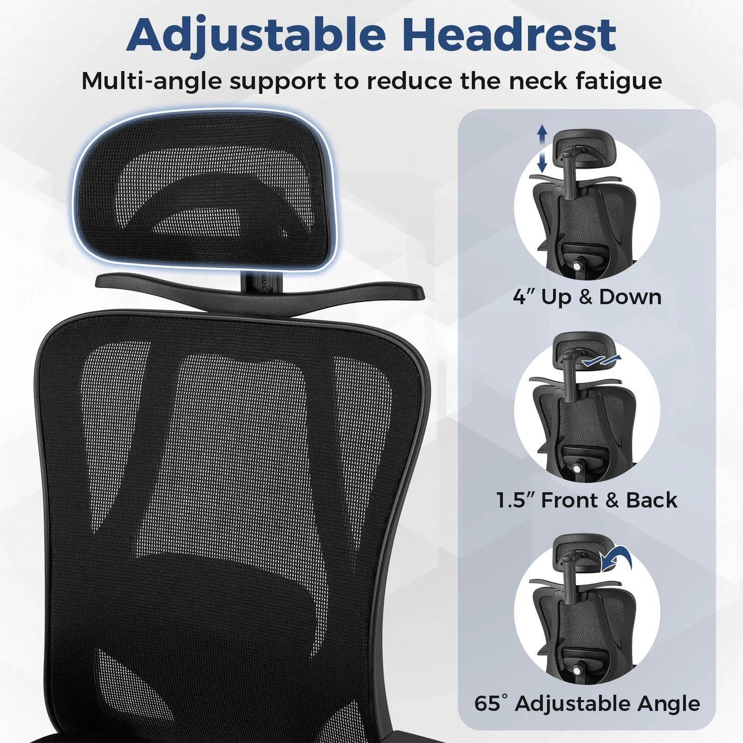 Ergonomic Office Chair with 3D Headrest, black mesh back, DirectDeals on Tampa Home & Garden Store