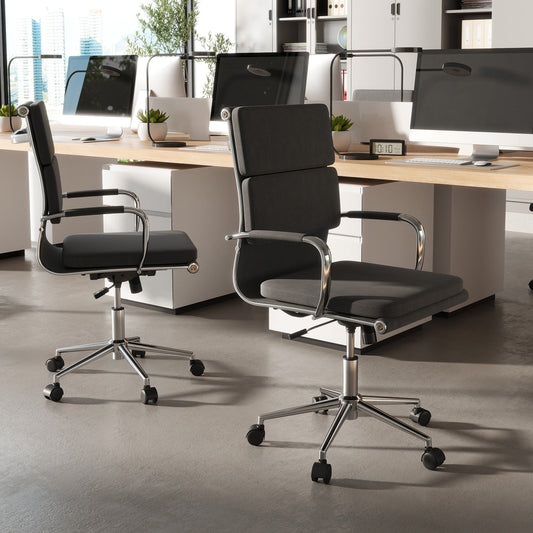 Ergonomic Office Desk Chair with Rocking Backrest and Height-adjustable Padded Seat-Gray - Tampa Home & Garden Store