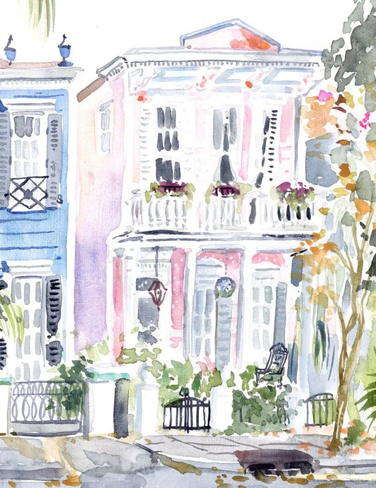 Esplanade Disco Fine Art Print by Lyla Clayre Studio pastel watercolor Orleans street scene on Tampa Home & Garden Store