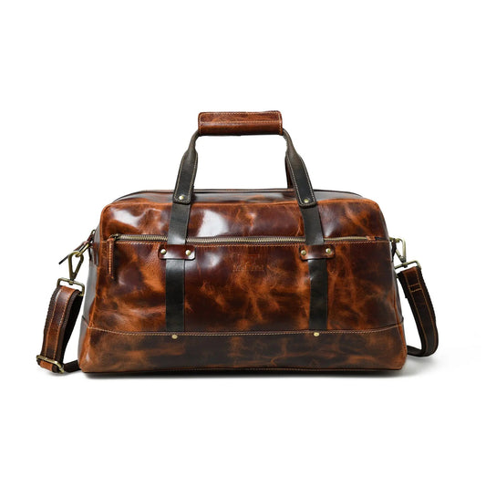 Espresso Elegance Carry-On Duffle Saddle Tan leather by Classy Leather Bags with handles on Tampa Home & Garden Store