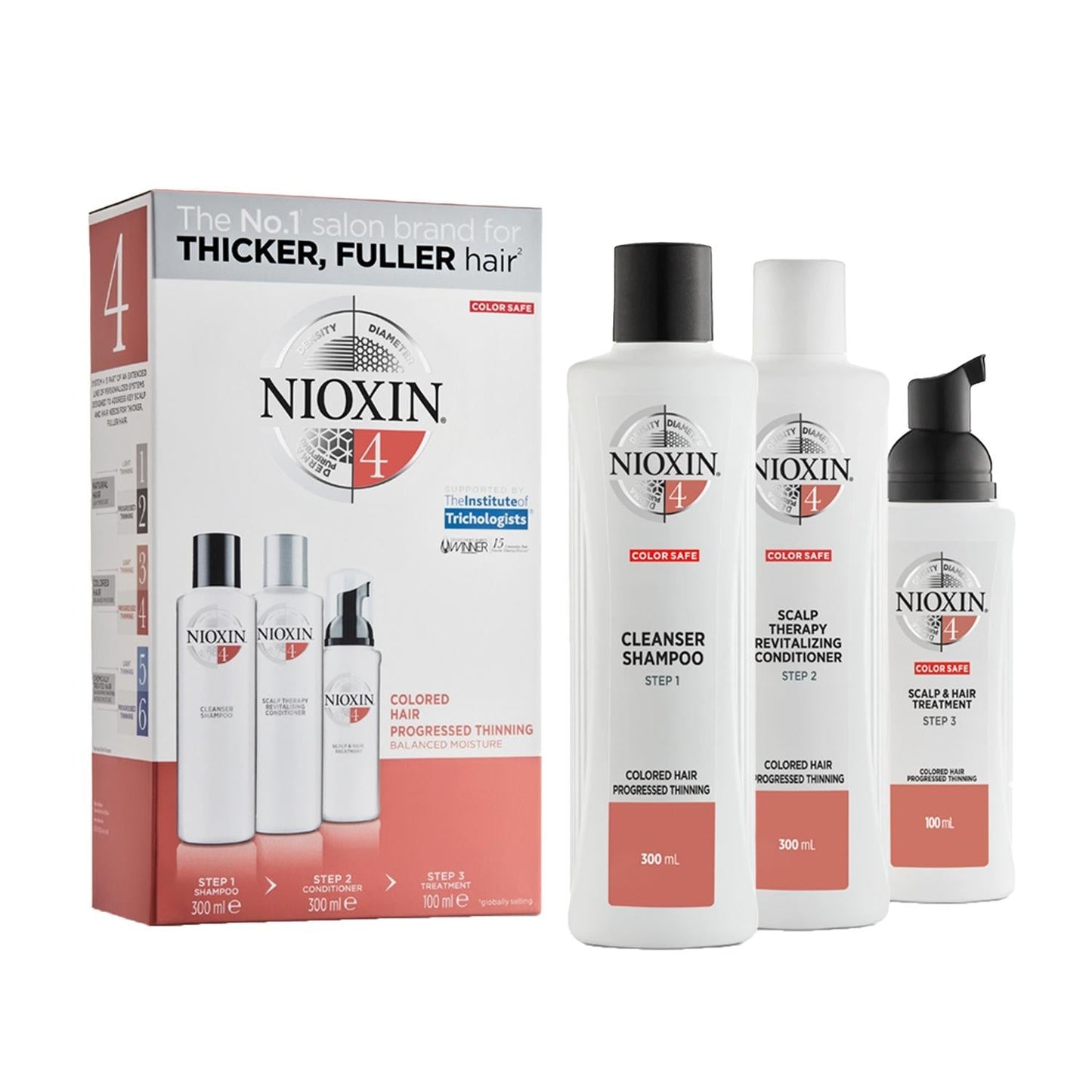 Nioxin hair care set for colored hair with cleanser shampoo, conditioner, and scalp treatment on Tampa Home & Garden Store