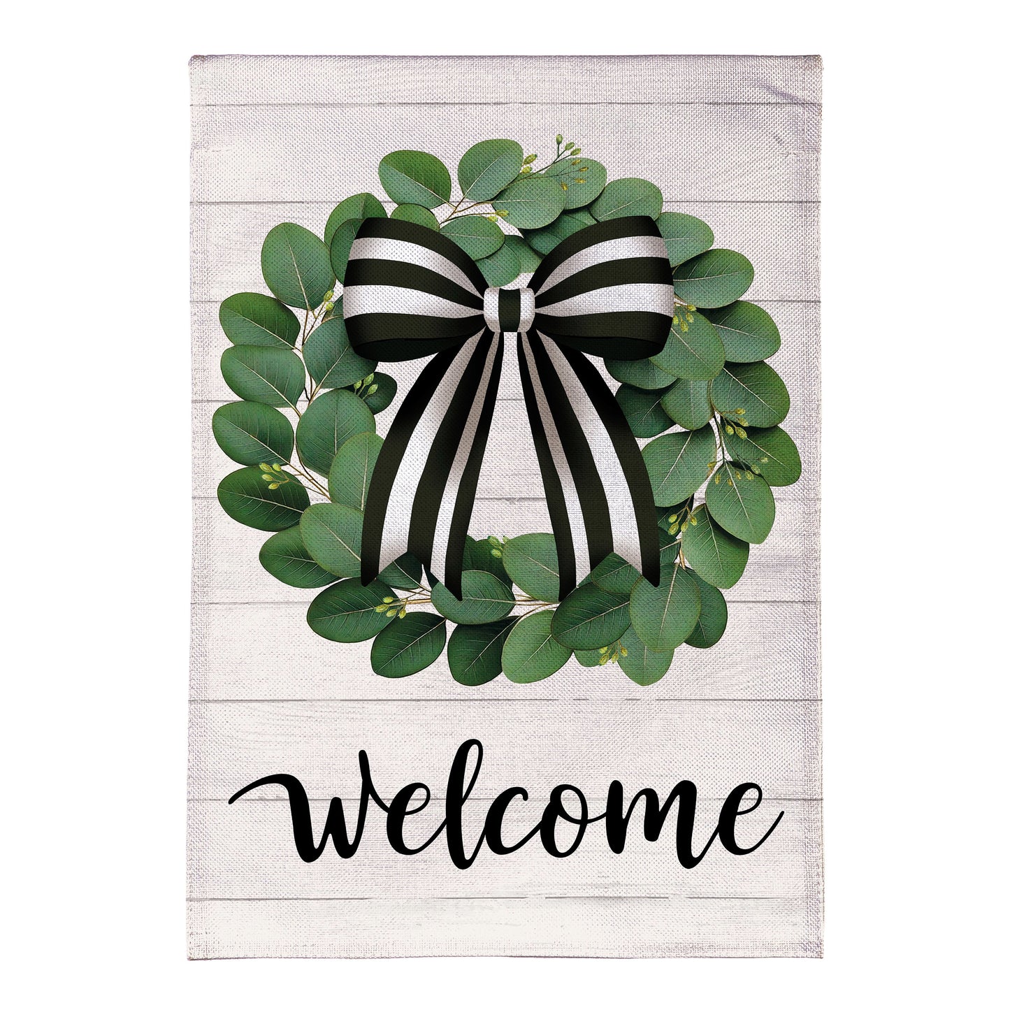 Eucalyptus Leaves Wreath Burlap Garden Flag - Tampa Home & Garden Store