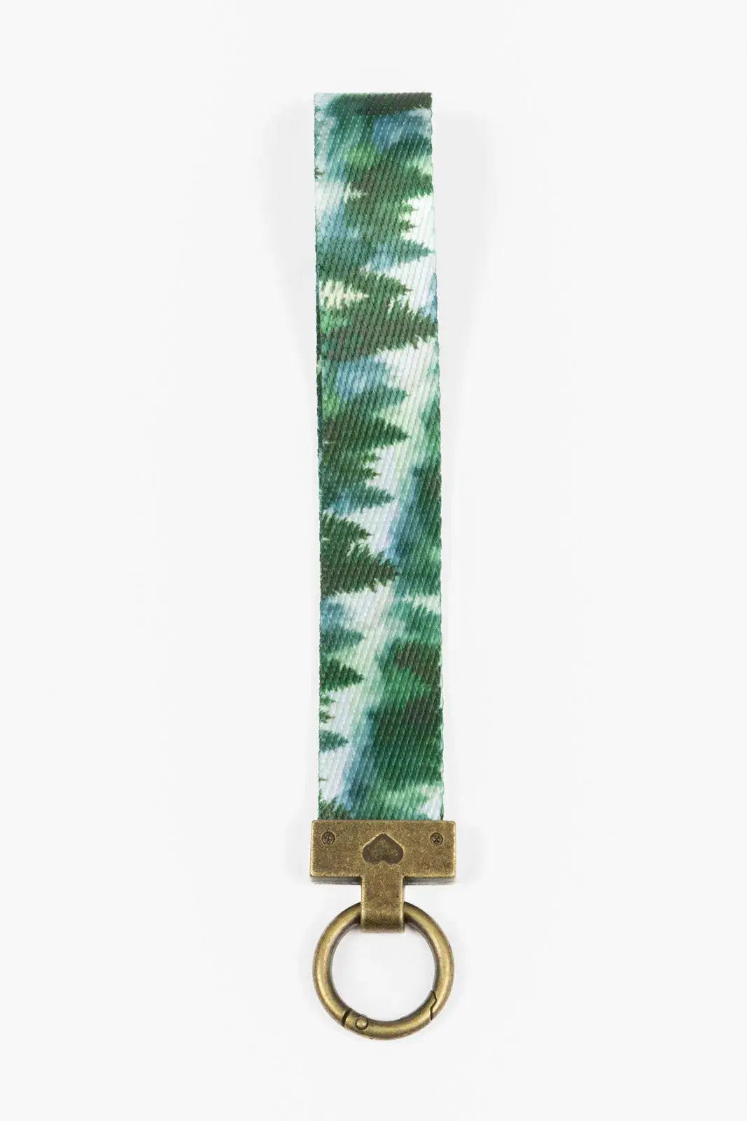 Evergreen Explorer dog bandana and brass keychain set in forest green pine pattern on Tampa Home & Garden Store