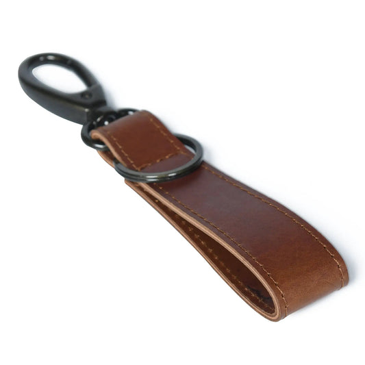 Everyday Leather Keychain Buffalo Leather brown strap and metal ring Classy Leather Bags on Tampa Home & Garden Store