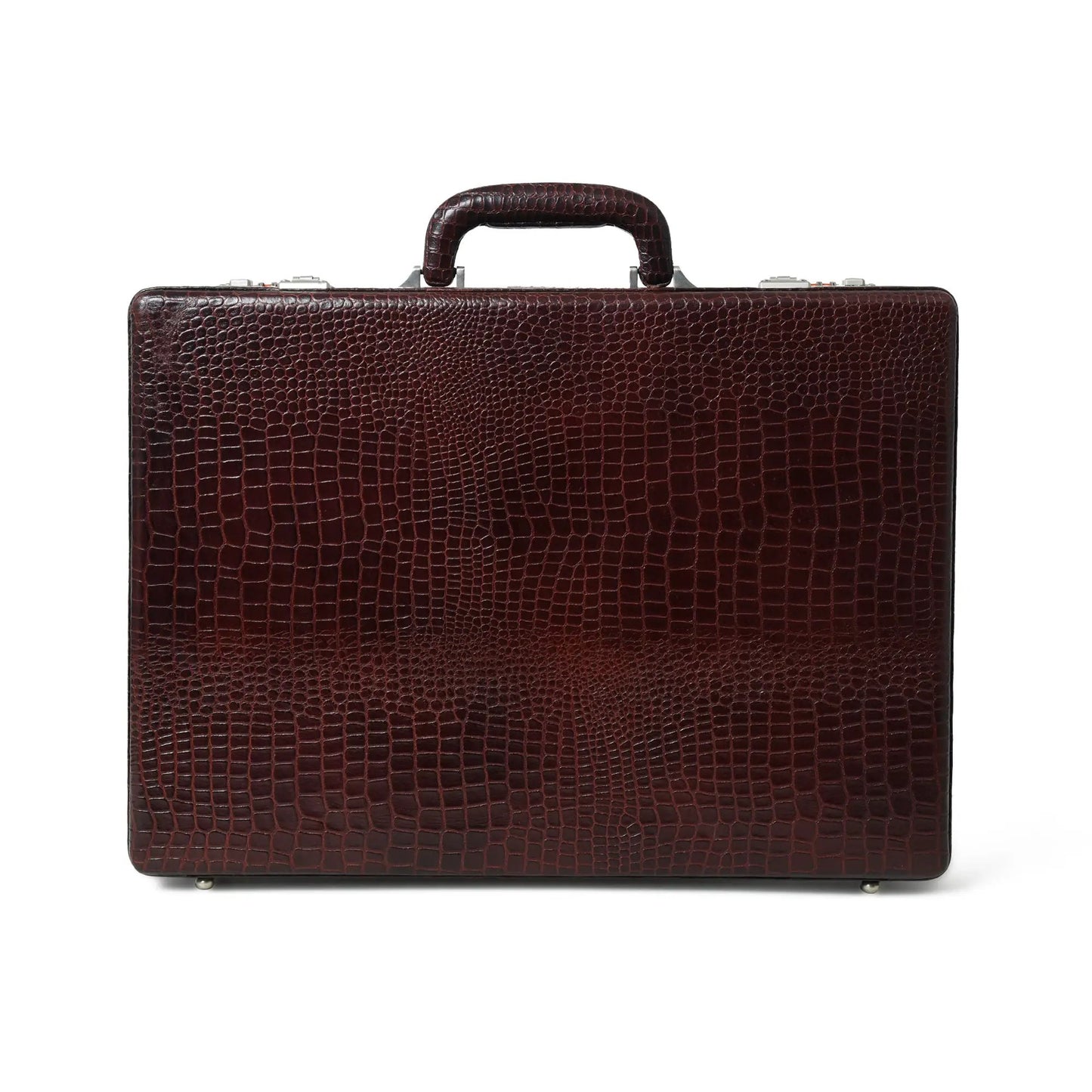 Executive Croco Leather Briefcase with Lock, burgundy croc-embossed finish on Tampa Home & Garden Store