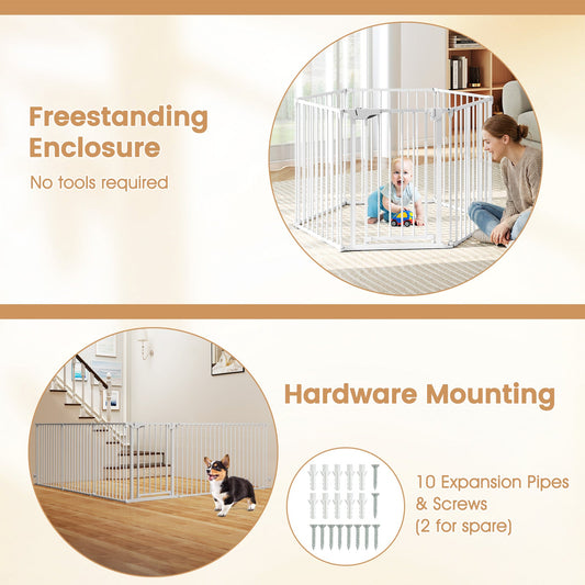 Extra Wide Baby Gate Fits 34.5-154" Openings 6-Panel Adjustable Pet Safety Fence - Tampa Home & Garden Store