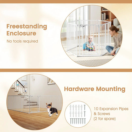 Extra Wide Baby Gate six-panel adjustable white walk-through fence DirectDeals on Tampa Home & Garden Store