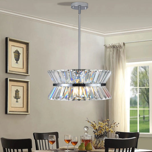 Modern Crystal Chandelier for Living Room Lamp with chrome finish crystal prisms on Tampa Home & Garden Store