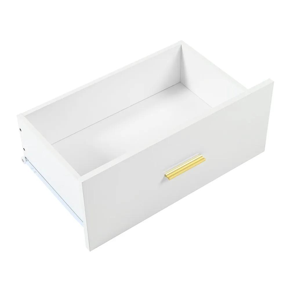 Modern white nine-drawer dresser with gold pull handle on Tampa Home & Garden Store