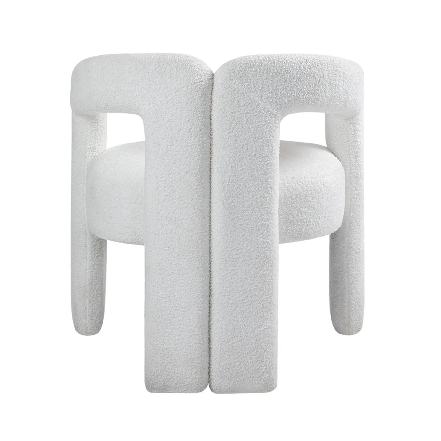 Teddy fabric modern dining chair open back beige with boucle upholstery and thick legs on Tampa Home & Garden Store