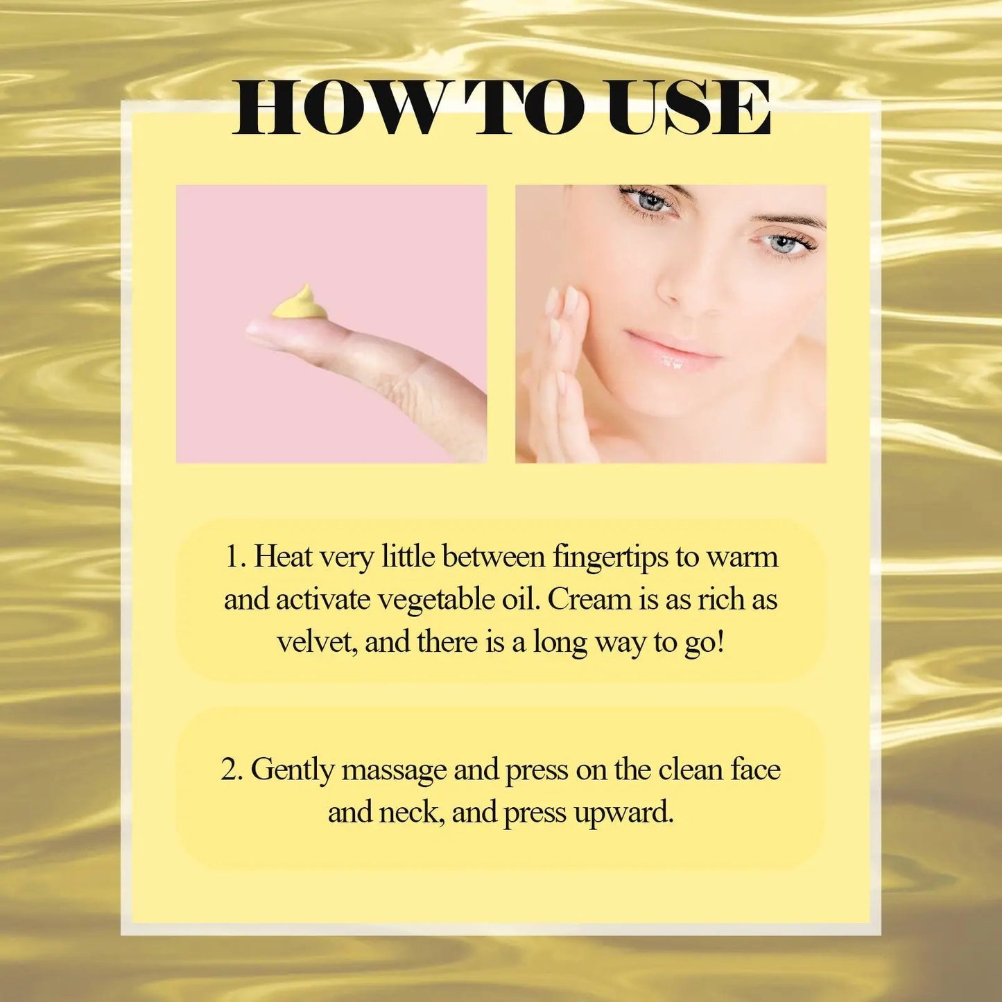 Deep Anti Wrinkle Cream for Brightening Skin pink cream on fingertip and a model applying on Tampa Home & Garden Store