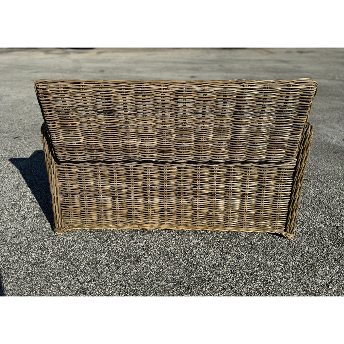 Key Largo Rattan Storage Bench brown woven rattan outdoor storage by The Broward Design Center on Tampa Home & Garden Store