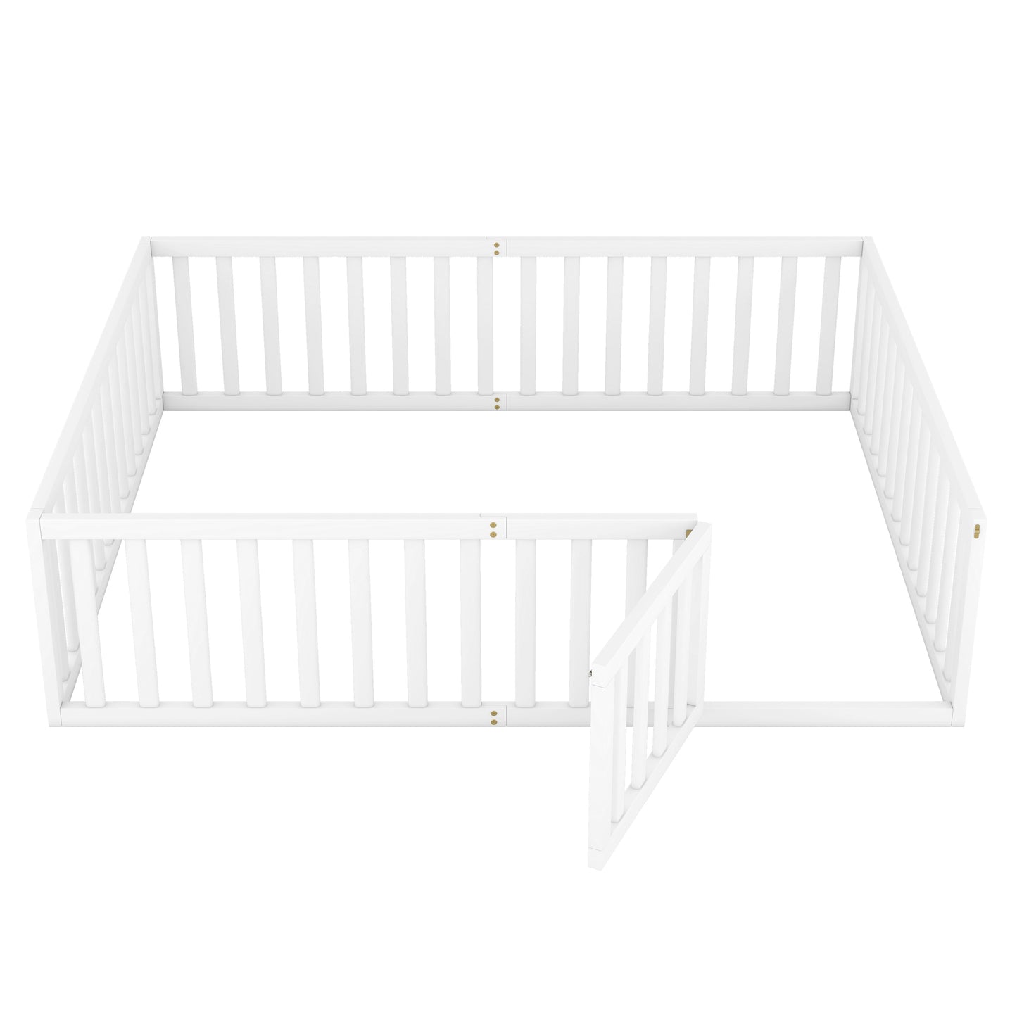 Base de cama de madera tamaño Queen con valla y puerta blanca (SKU ANTIGUO: WF289663AAK)