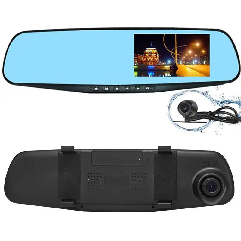 Anlud Rear View Mirror Dash Cam GPS DVR Dual Lens with blue-tinted display and camera kit on Tampa Home & Garden Store