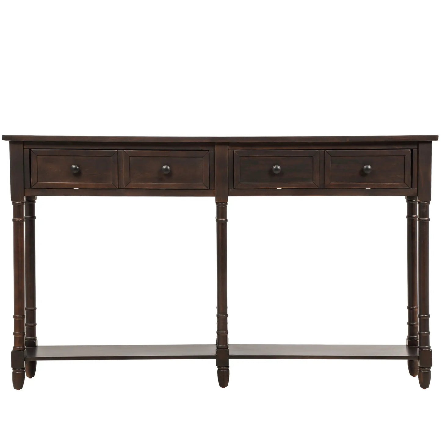 TREXM console table with two drawers and lower shelf in dark brown wood on Tampa Home & Garden Store