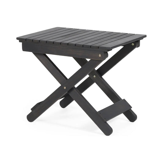 Outdoor folding wooden side table dark gray with slatted top Poolside Tables on Tampa Home & Garden Store